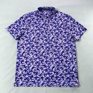 G Fore Polo Shirt Men XL Purple Camouflage Skulls Stretch Camo Short Sleeve